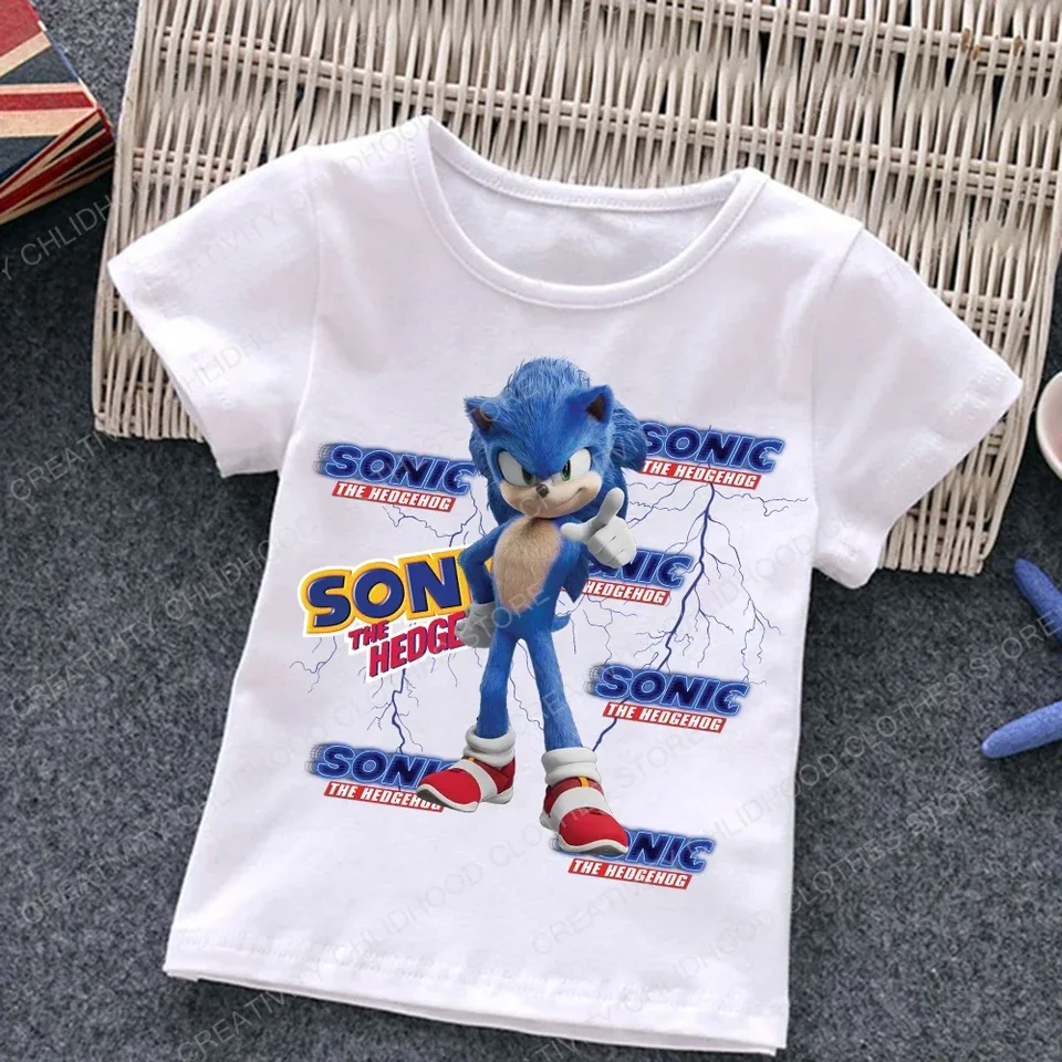Sonics The Hedgehog Children T tričko Kawaii anime Kid Karikatúry Tričko Tričko s krátkym rukávom