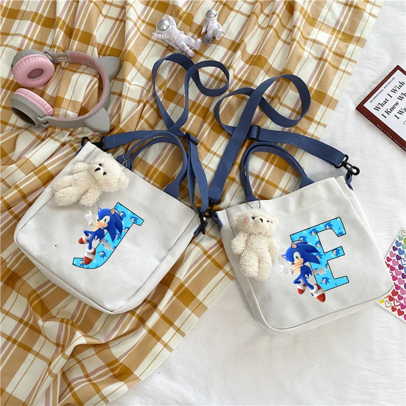 Sonics totes taška karikatúra roztomilé tlačové plátno veľké kapacita jedno ramenné balenie dievča krížové tašky Študent prepravuje satchel darček