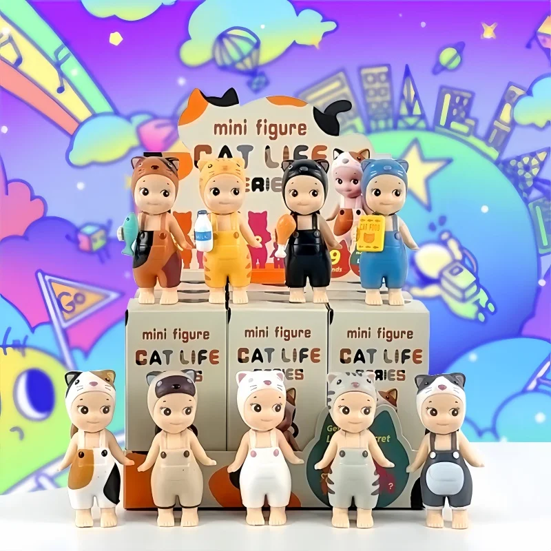 Sonny Angel Blind Box Cat Life Kartoon akčné figúrky kawaii roztomilé mačky tajomné prekvapenie Trend hračky darčeky Model Dolls Ornament