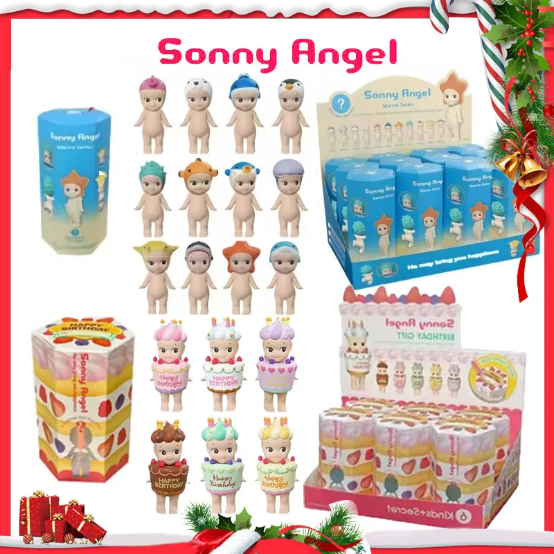 Sonny Angel Narodeninová torta Halobios Blind Box Anjel Cuil Cartoon Anime Figure Model vianočné vianočné darčeky Hračky