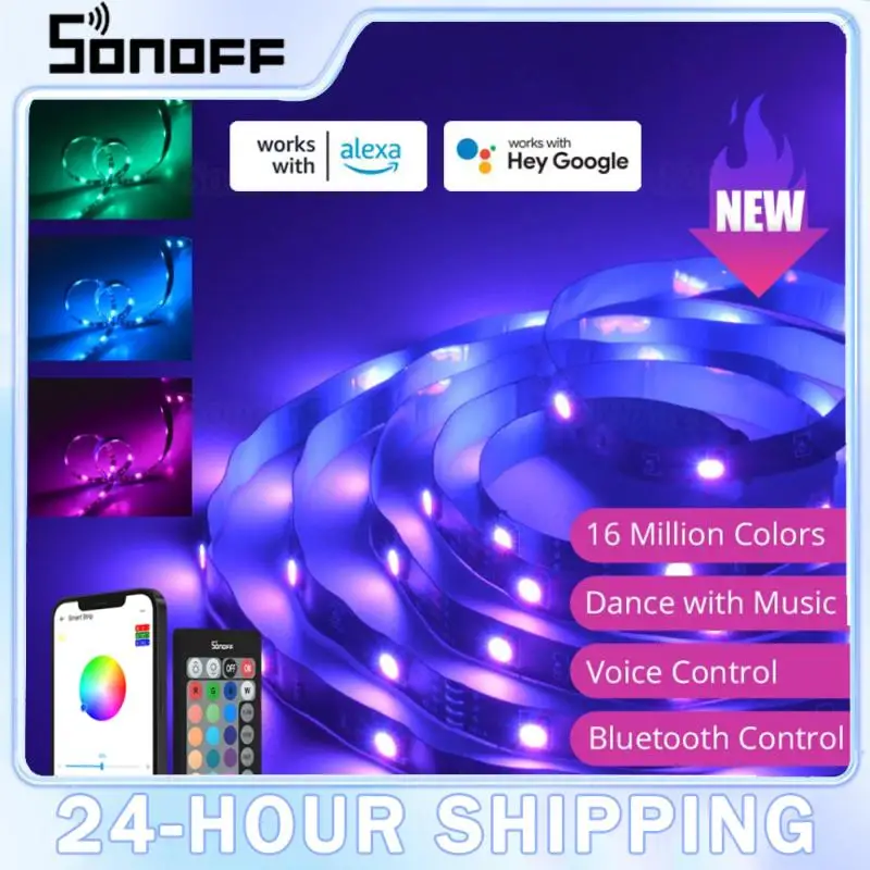 SONOFF L2/L2 LITE SMART WIFI LED LEG SLEPT SLEPT DEMMAPLE FLEXIBLE FLEXIBLE RGB Strip Light Work Práce prostredníctvom aplikácie Ewelink App Alexa Google Home