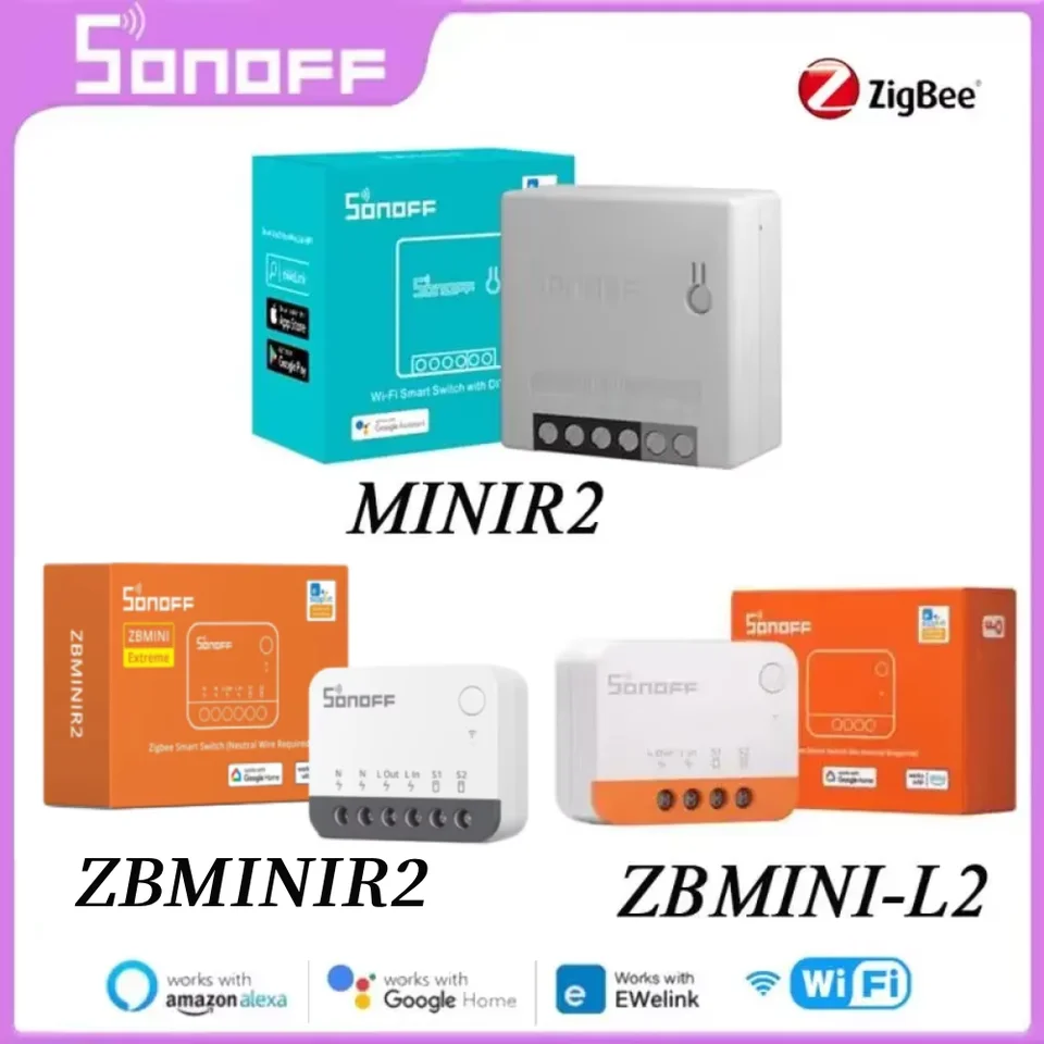 SONOFF MINI R2 / ZBMINIR2 / ZBMINILI-L2 Hlasový ovládací riadok Mini spínač ZigBee / WiFi Smart Switch Práca s Alexa Ewelink Google Home Home