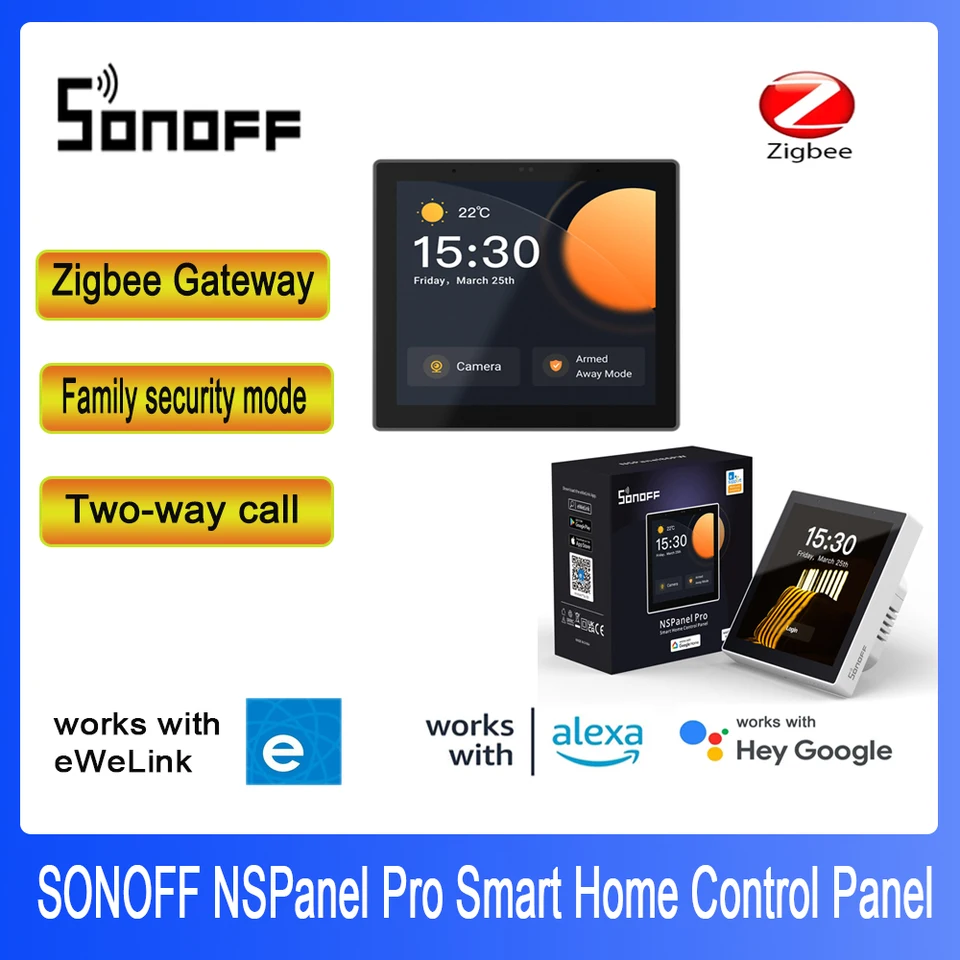 Sonoff Nspanle Pro Smart Home Control Panel Zigbee Gateway so štatistikami spotreby Homesecurity Aspower Consumiss Call Intercom
