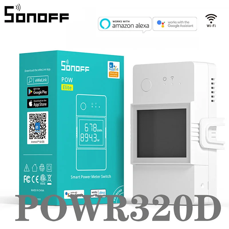 SONOFF R316D/PowR320D 16A/20A WIFI SMART SWITCH Intelligent Remote Prúd a spínač merania výkonu funguje Alexa Google Home