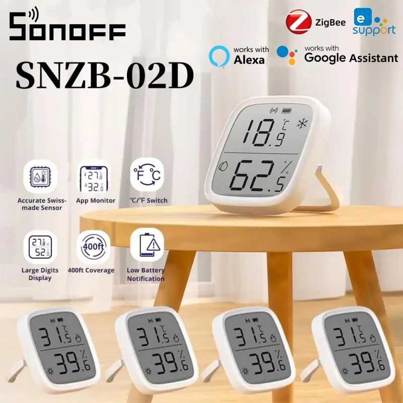 SONOFF SNZB-02D ZIGBEE LCD inteligentná teplota a vlhkosť senzor vzdialené monitorovanie v reálnom čase inteligentné domáce práce s Alexou Google