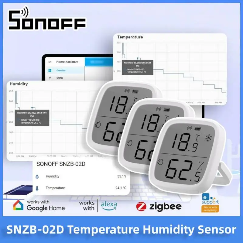 SONOFF SNZB-02D ZIGBEE SENZOR SENZOR SENZOR SMART HOME AUTOMATION AUTOMATION Monitor Ewelink Alexa Google Home Assistant