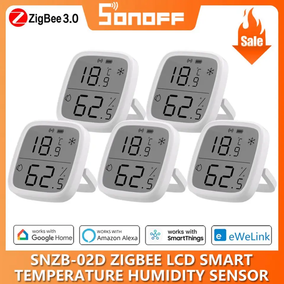 Sonoff SNZB-02D ZIGBEE SMART CETEGLE SENZOR S SNÚCIU S LCD obrazovkou, práca s aplikáciou Ewelink, pre domácu asistentku Alexa Google