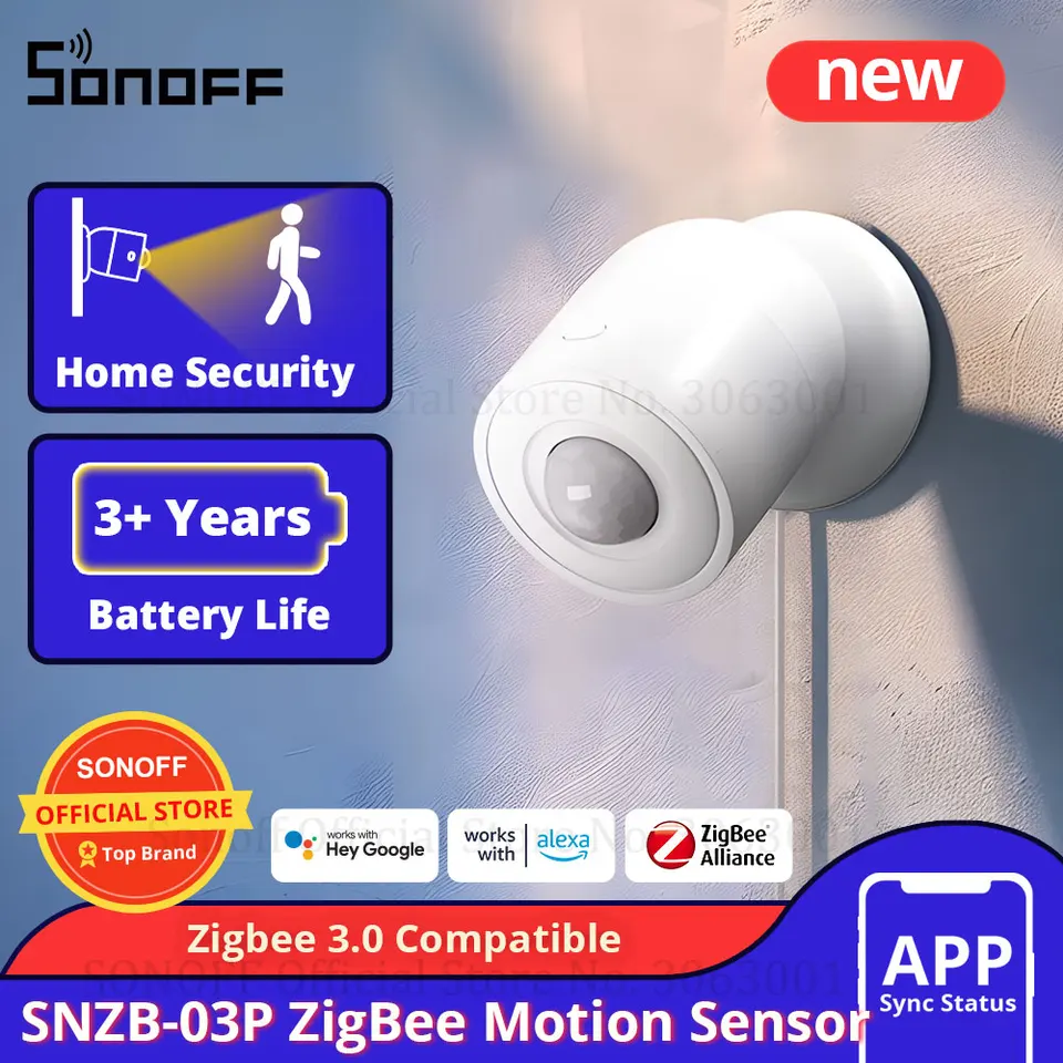 SONOFF SNZB-03P ZIGBEE DETEKTOR SENZOR 110 ° SMART HOME Security pracuje s ZBbridge-P/ ZB Dongle-P/ I HOST/ NSPANEL PRO