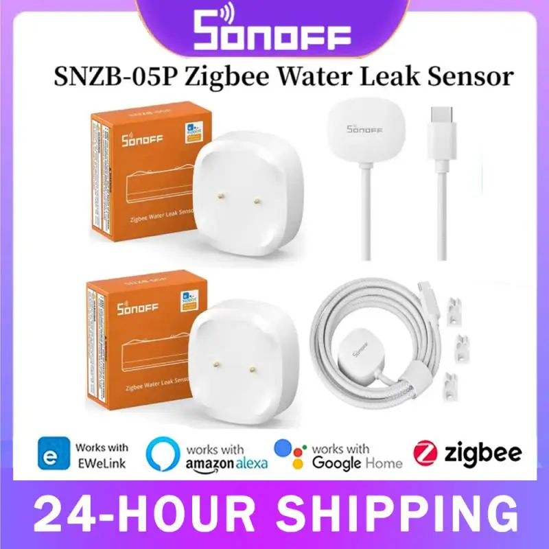 Sonoff SNZB-05P Senzor úniku vody s detekčným káblom 5-ročná batéria IP67 Vodotesné inteligentné alarmy fungujú s Alexa Google Home