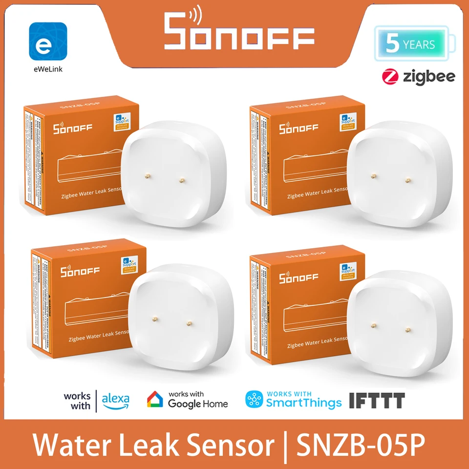 SONOFF SNZB-05P ZIGBEE 3.0 Detektor úniku vody 5 rokov celoživotné IP67 nepremokavé inteligentné alarmy Smart Home s Alexa Google Home
