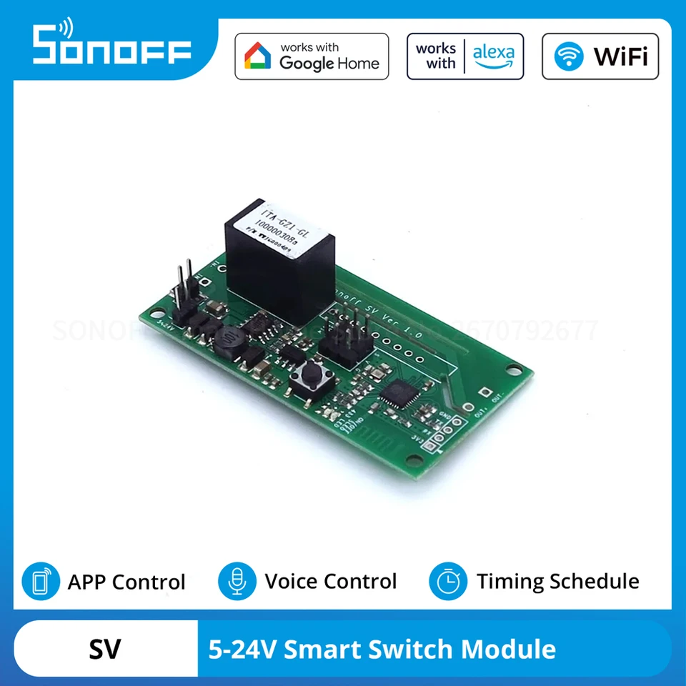 SONOFF SV 5-24V WIFI Wifi Bezpečné napätie Smart Switch Modul Podpora sekundárna vývojová práca s Ewelink App Alexa Google