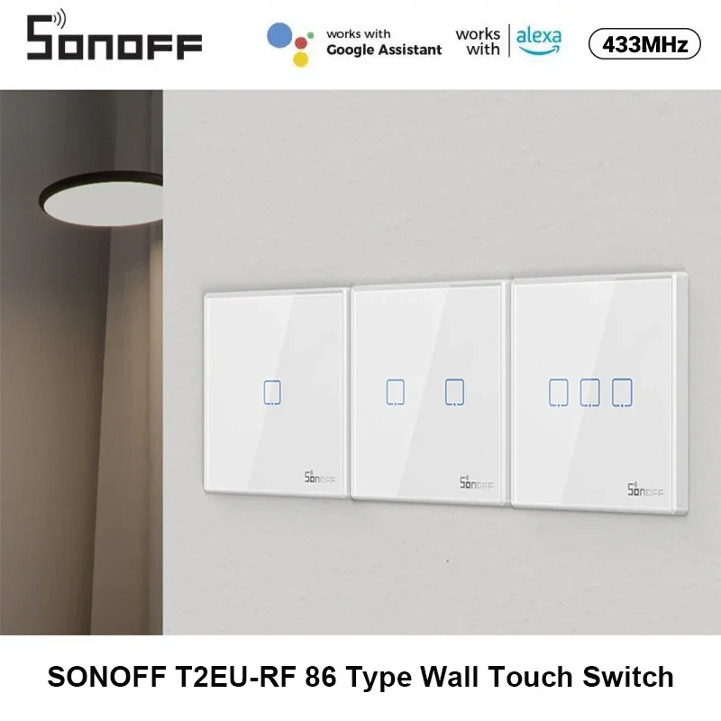 SONOFF T2EU-RF 86 Typ SMART SWINT SPITHAPTY 433MHZ Wireless RF Diaľkové ovládacie steny steny pre 4Chpror3 SLAMPHERR2 TX Spínač steny
