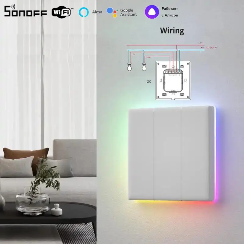 Sonoff TX Ultimate WiFi Smart Wall Switch Touch LED LEF Light Edge Multi-Senzorický inteligentný dom Ewelink
