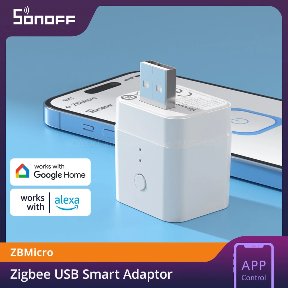 Sonoff Zbmicro Smart Zigbee USB Adapter Micro Adapter Hi-Speed ​​USB 2.0 Rýchle nabíjanie Ewelink Alexa Voice Control Zigbee Extender