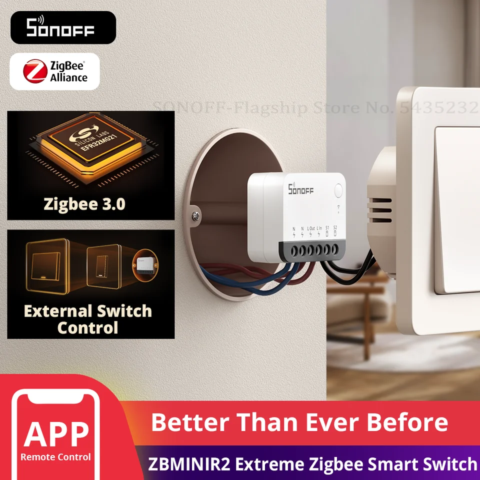 Sonoff Zbminir2 Extreme Zigbee Smart Switch Detach Relé externý prepínač diaľkové ovládanie cez Ewelink kompatibilné s centrami Zigbee