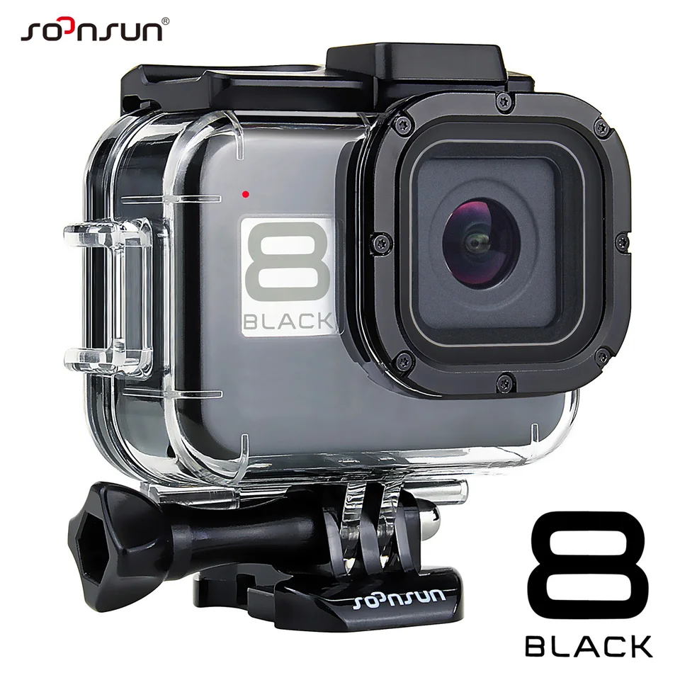 SOONSUN 60 m nepremokavé puzdro na puzdro pre GoPro Hero 8 Black 2-Cold Slots Slots Ochranné podvodné potápanie GO Pro 8