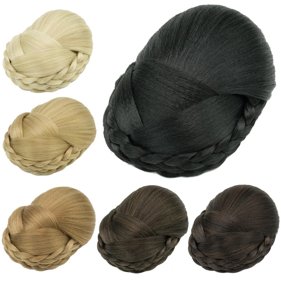 SOOWEE Syntetický spletený chignon tanečník Krytie vlasov Kova vlasové kusy Scrunchies vlasové buchty parochne klipy updo pokrývky hlavy pre ženy