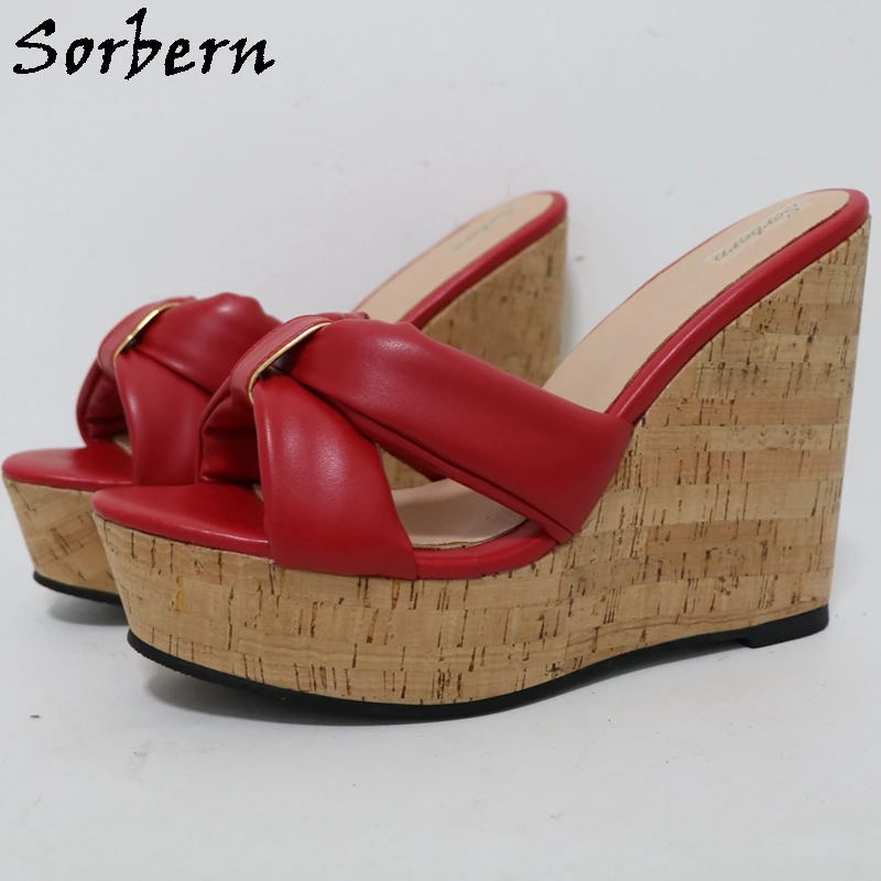 Sorbern Soft Cross Strap Dámske papuče koroková klinová platforma letné topánky Pohodlné posúvanie zlatých okrajov Vlastné farby