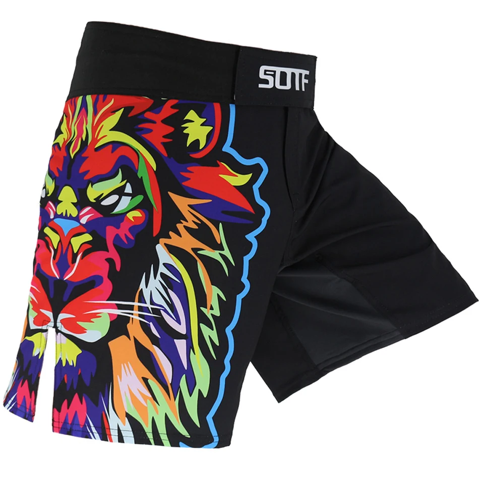 SOTF farebná tiger tlač Priedušná fitness ferocous kraťasy MMA bojujúce Tiger Muay Thai Boxing Shorts Kickbox SANDA Short MMA