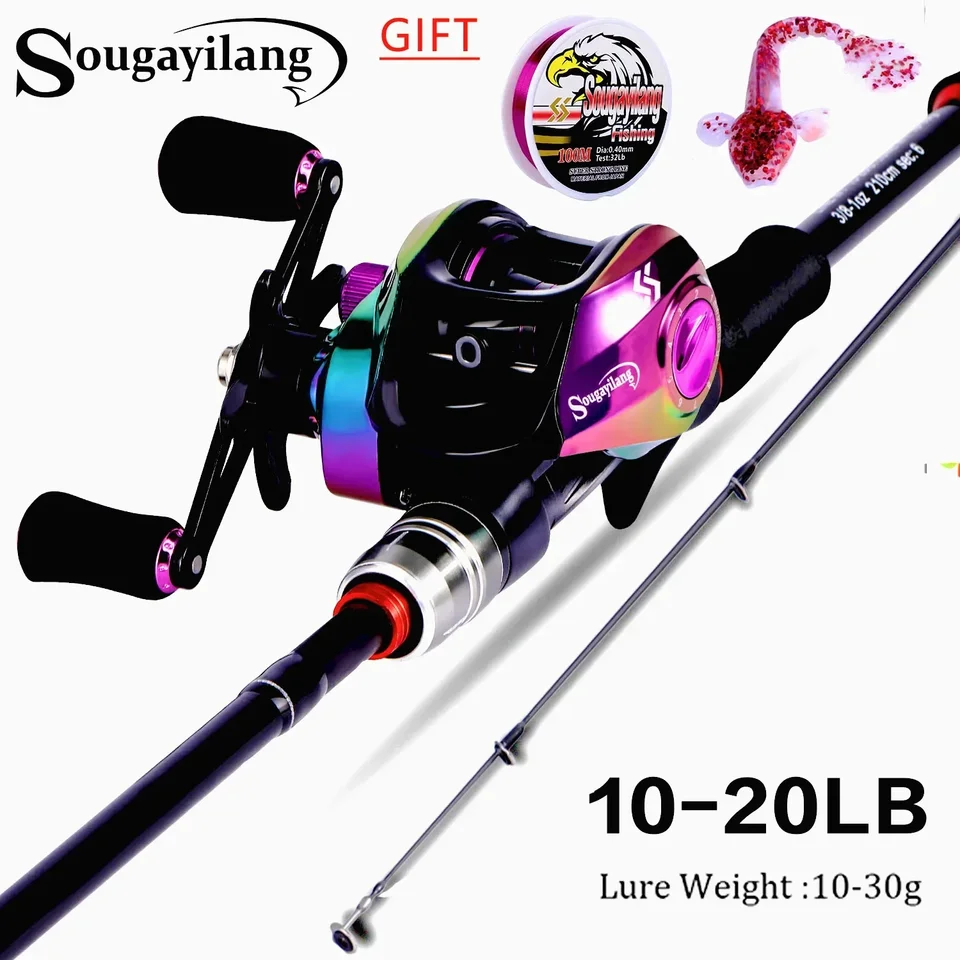 Sougayilang Fishing Roel Combo Combo 1,8 m-2,1 m Lázy rybárska tyč a 7,2: 1 vysokorýchlostný návratový kotúč Rybársky náčinie Pesca