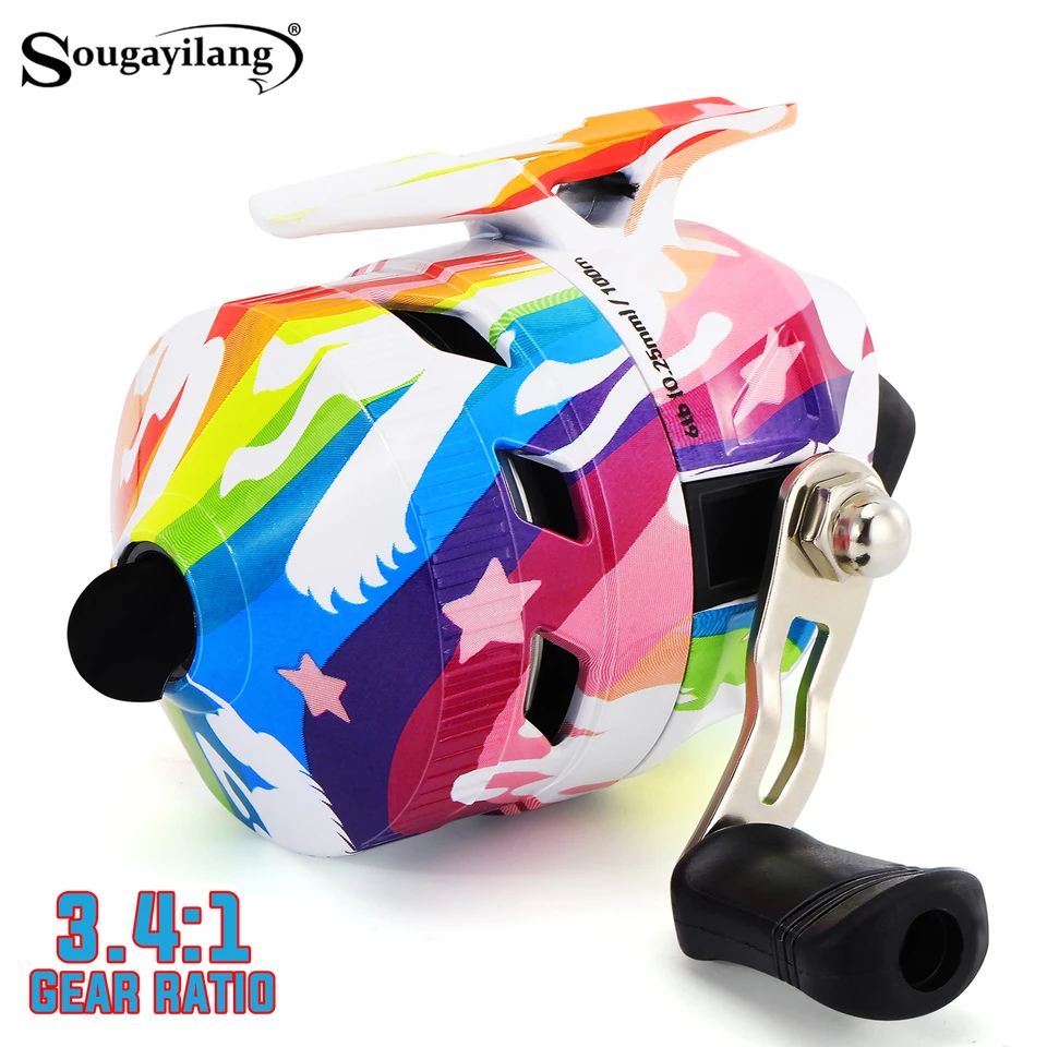 Sougayilang Spincast Fishing Roel 3.4: 1 Prevodový pomer zabudovaný v vysokom elektrickom vedení môže nahradiť Catapult Hunting Shooting Uzatvorená navijak