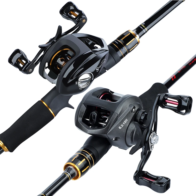 Sougayilang uhlíková vlákna Rybárska tyč a navijak Combos 4 sekcia Špičková kvalita Casting Fishing Pole 12+1BB navijak rybárska súprava