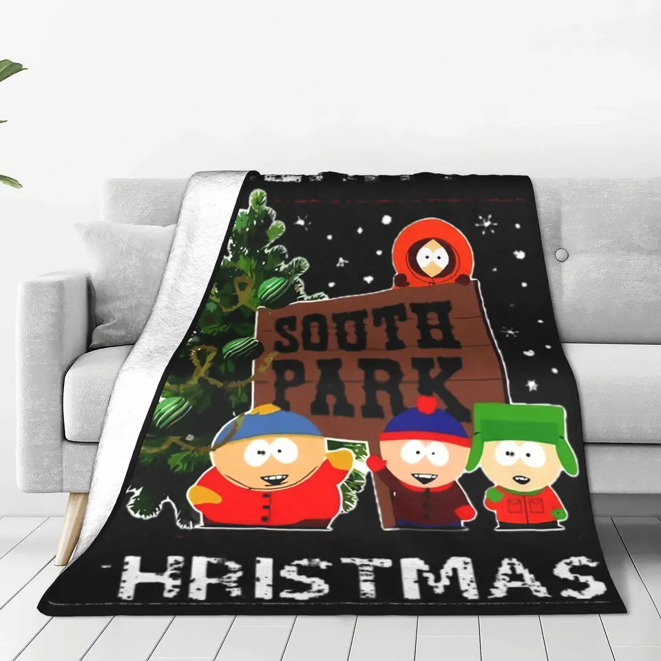 Southpark Veselé Vianoce Hádzanie prikrývky pre gauč fuzzy mäkká plyšová prikrývka 50x60 palcov viacerých veľkostí Bedspreads pre všetky sezóny