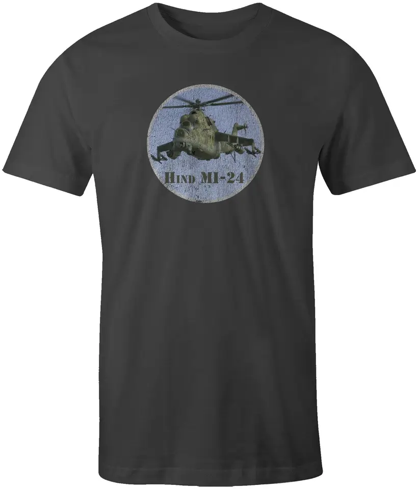 Sovietske Rusko Vojenské MI-24 HIND ACTICT HILICOPTER ARMY Vojnové tričko. Prémiové bavlnené krátke rukávy O-Neck Tirk Nové S-3xl
