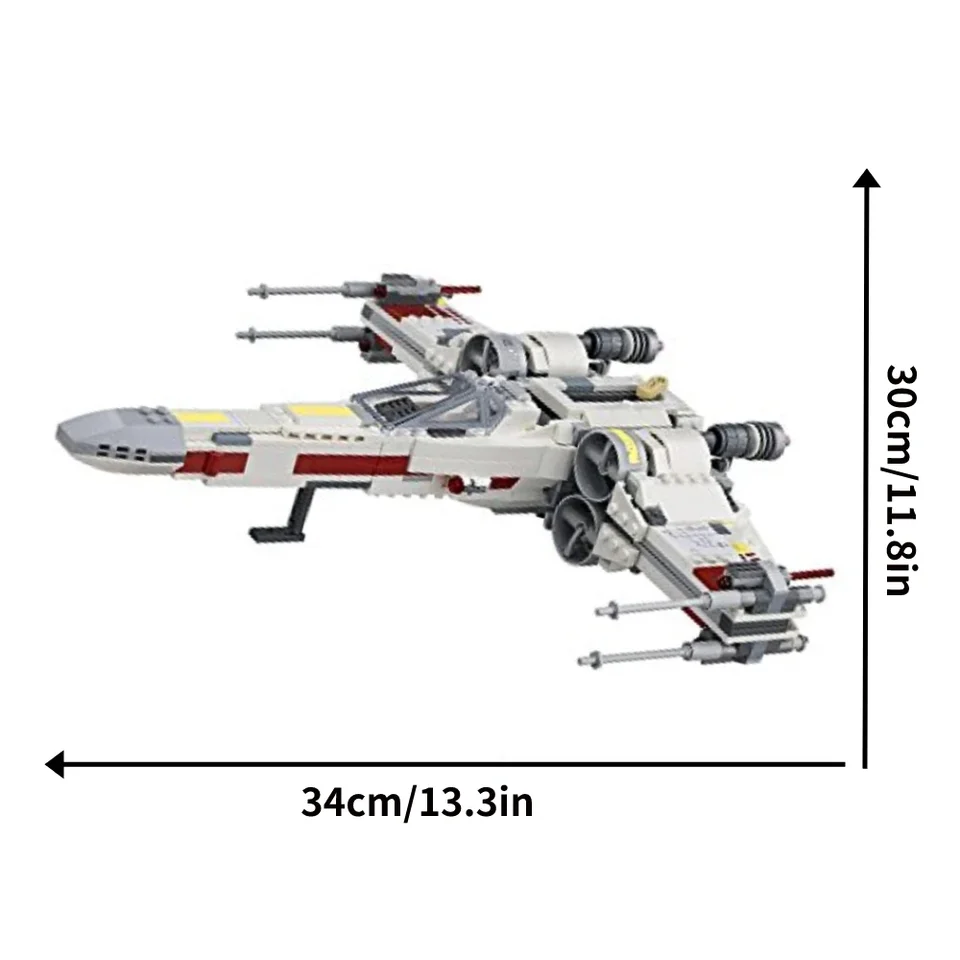 Space Wars X-Wing Construction Playset, Model budovy bojových lietadiel pre fanúšikov Star Wars a milovníkov stavebných blokov