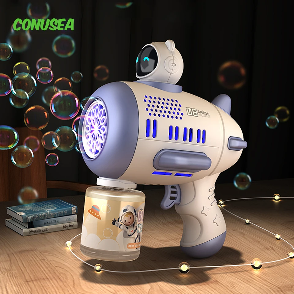 Spaceman Bubble Gun Rocket 12 dier tvaru mydlového bublinového výrobcu s ľahkými bublinkami machne hračky pre chlapcov
