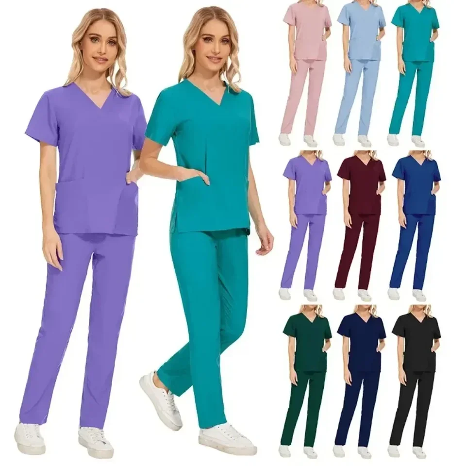 Spandex umývateľná ošetrovateľská súprava pre dámske ošetrovateľské uniformy uniformy proti vráskam mäkké prémiové tkanina Polyester Rayon