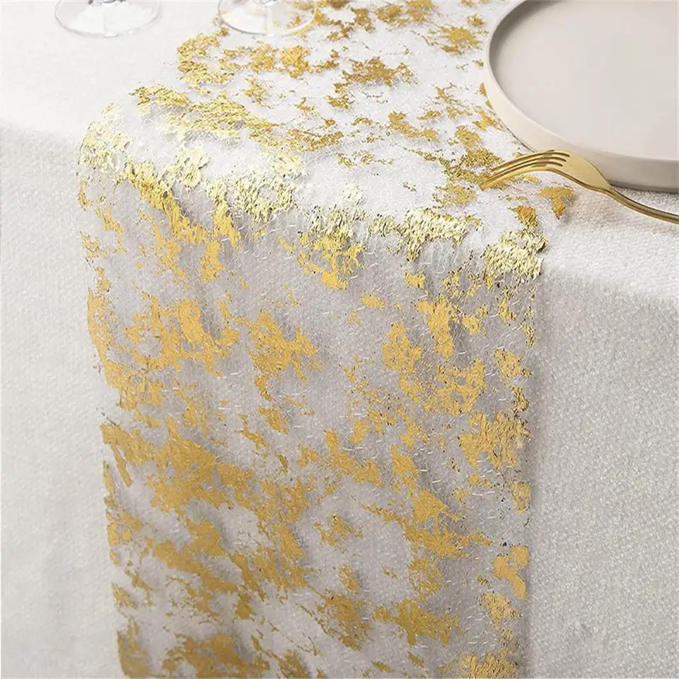 Sparkle Metallic Table Runners Gold Silver Thin Table Runner Glitter Flother Flow Metallic Foil Mesh Roll Birthday Party Decor Wedding