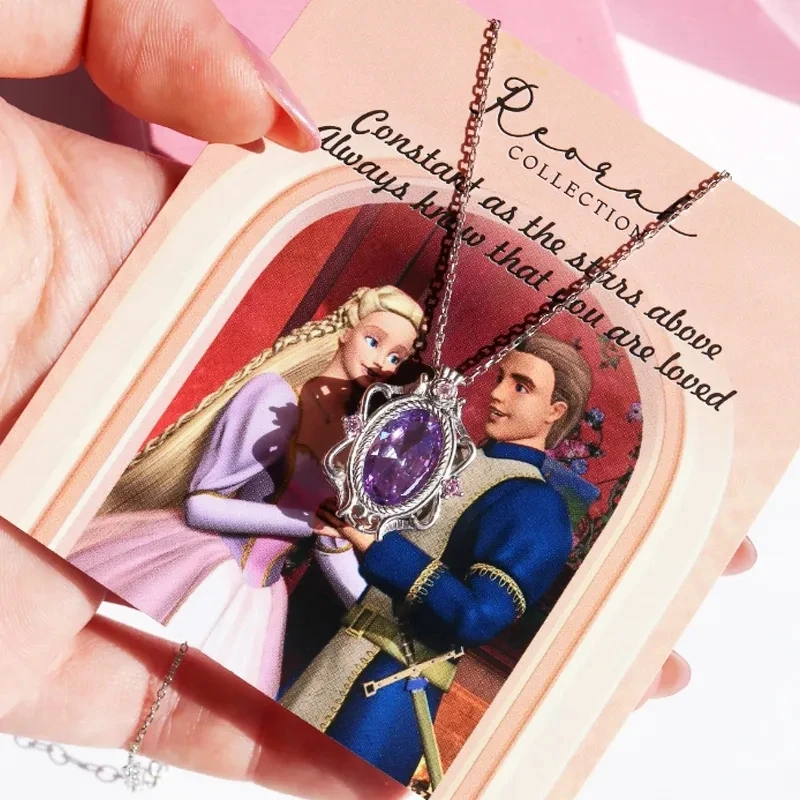 Sparkle rapunzel náhrdelník pre ženy dievčatá módne angažovanosť šperky doplnok darček fialová zirkon strieborná provinná princezná Choker