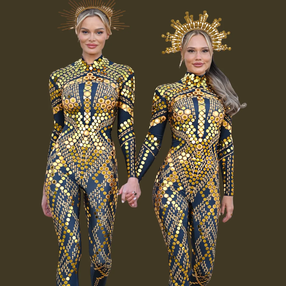 Sparkly Slifined Mesh BodySuit Plus veľkosť tanečného trikotu pódium Performance Wear Women Sexy Club Party Bodycon One Piece Striewsuits