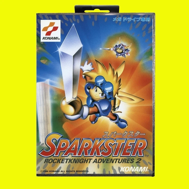 Sparkster MD Game Card 16 Bit Jap Cover pre Sega Megadrive Genesis Video Game Console Case