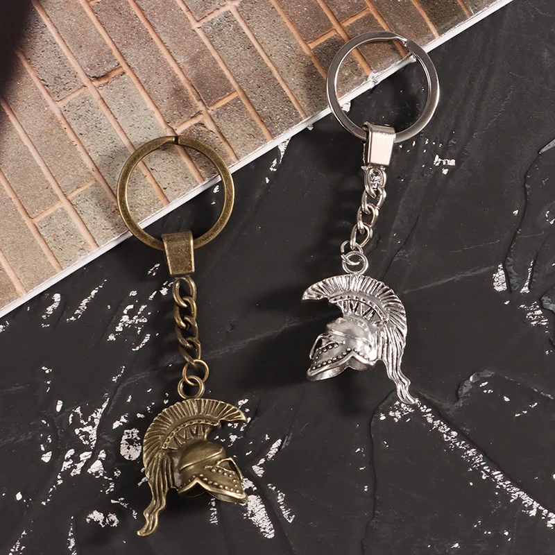 Spartan Roman Helme Warrior Greek Gladiator zliatina Keychain šperky kúzlo kúzlo kľúča Keyring Party Darček pre mužov