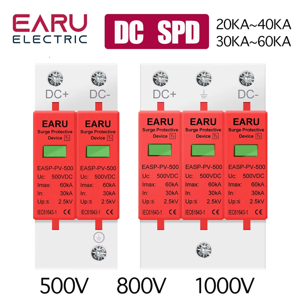 SPD 2P 3P DC 500V 800V 1000V 20KA ~ 40KA 30KA ~ 60KA HOUSE BLEKOVÝ PREDNÝ PROGRÁLNY OCHRANA PROGRÁTNE PREVÁDZKOVÉ ZARIADENIE PV Solar