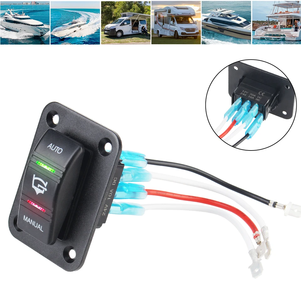 SPDT 12V 24V 20A Pánka spínaču útorového čerpadla 4pin 4pin vodotesný 3 Way s LED svetlom Auto/OFF/MANUÁLNE PANEL
