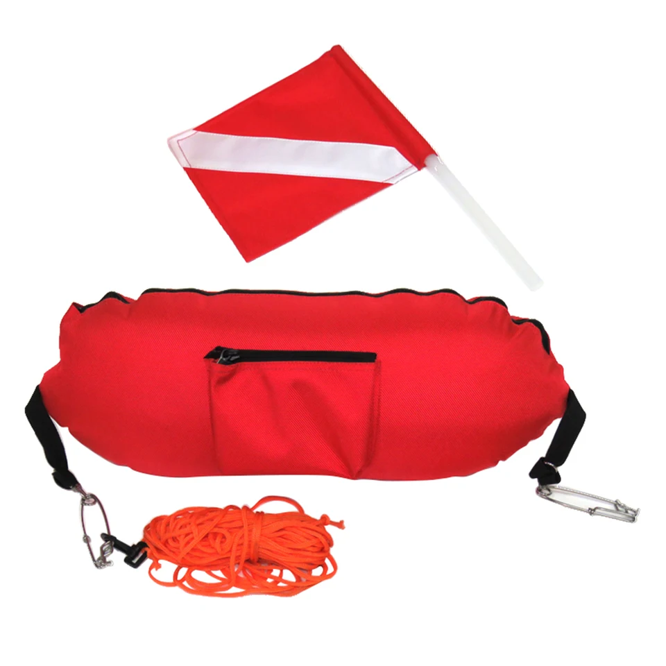 Spearfishing Torpedo Buoy 420D Nylon nafukovateľný potápačský float odnímateľný potápačský vlajka s 25 m líniou laná potápača prevodovky