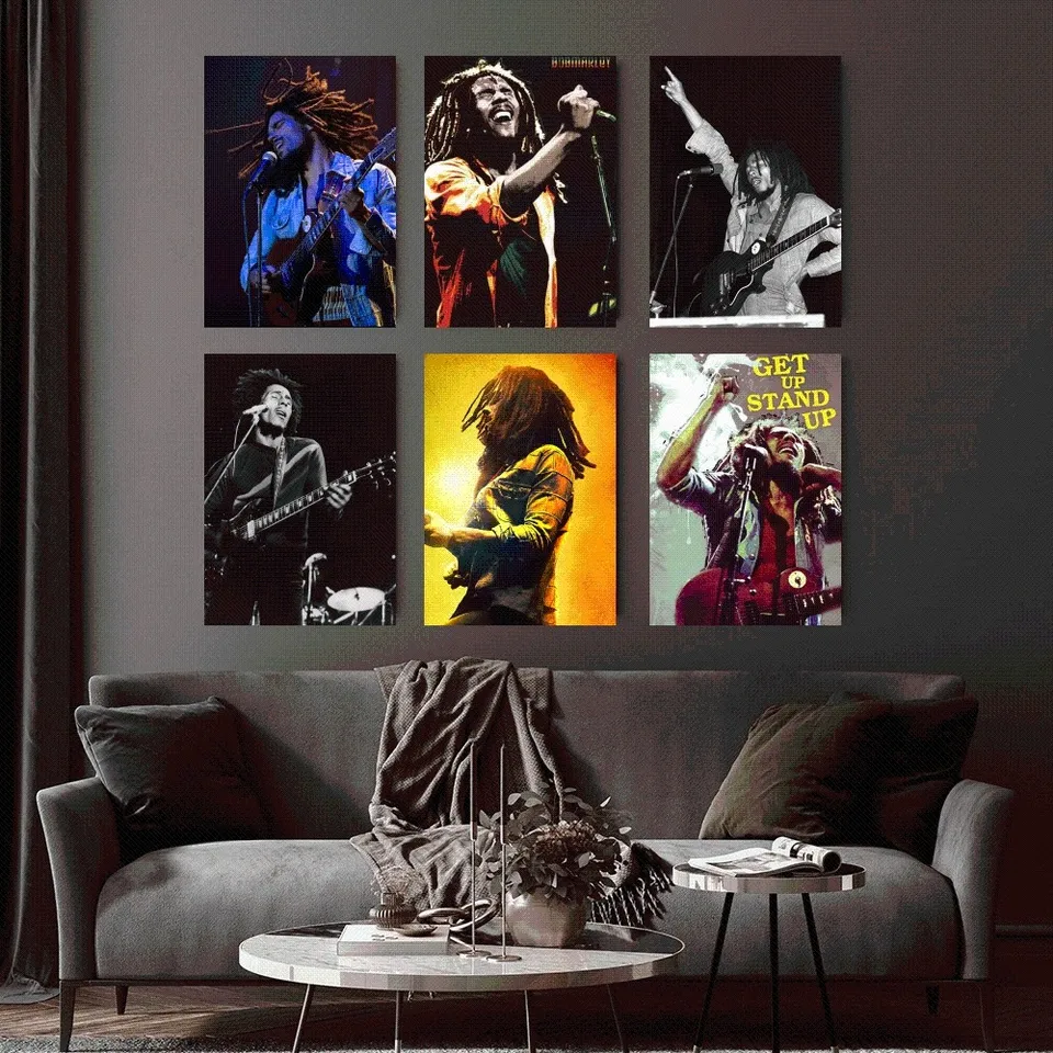 Spevák Bob Marley Reggae Plagát domáca kancelária Štúdium nástenná spálňa obývacia izba Kuchynská dekorácia maľba
