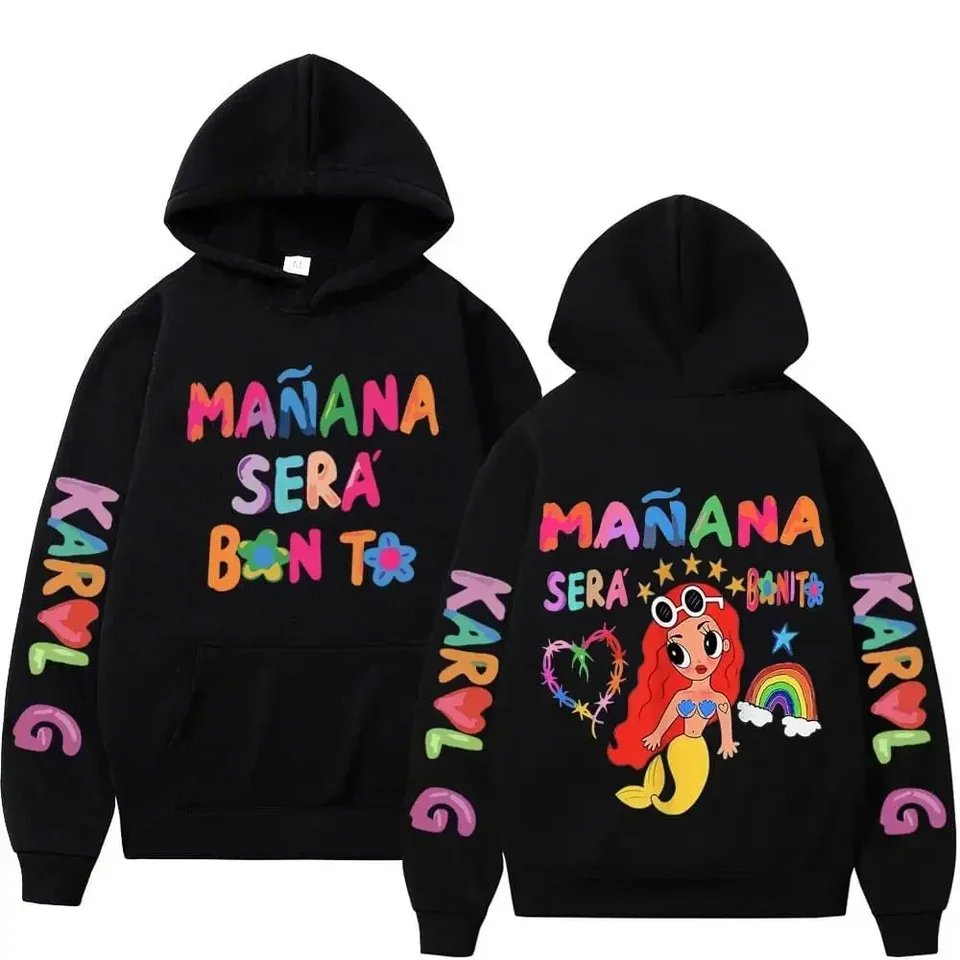 Speváčka Karol G Hoodie Men Ženy Manana Sera Bonito Tlačená mikina Multicolor Bichota Mikina y2k fleece mikina