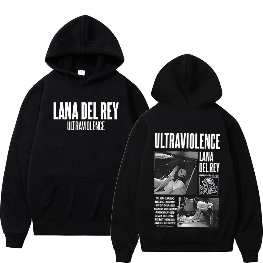 Speváčka Lana del Rey tlač hip hopu mikiny Men Žena Y2K Hoodie Streetwear s kapucňou s kapucňou pulvovery unisex traťový súsety odev
