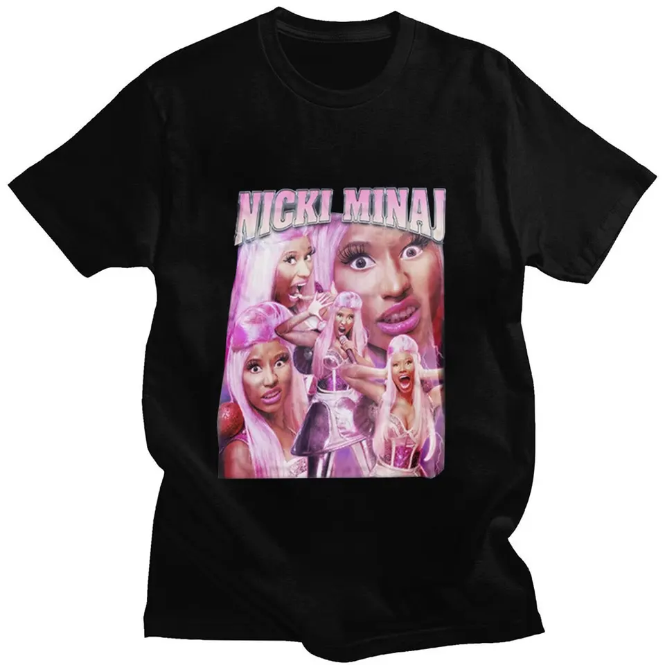Speváčka Nicki Minaj Grafický kórejský módny trend tlač leto s krátkym rukávom 100% bavlnená voľná voľná nadmerná nadmerná dámska tričko