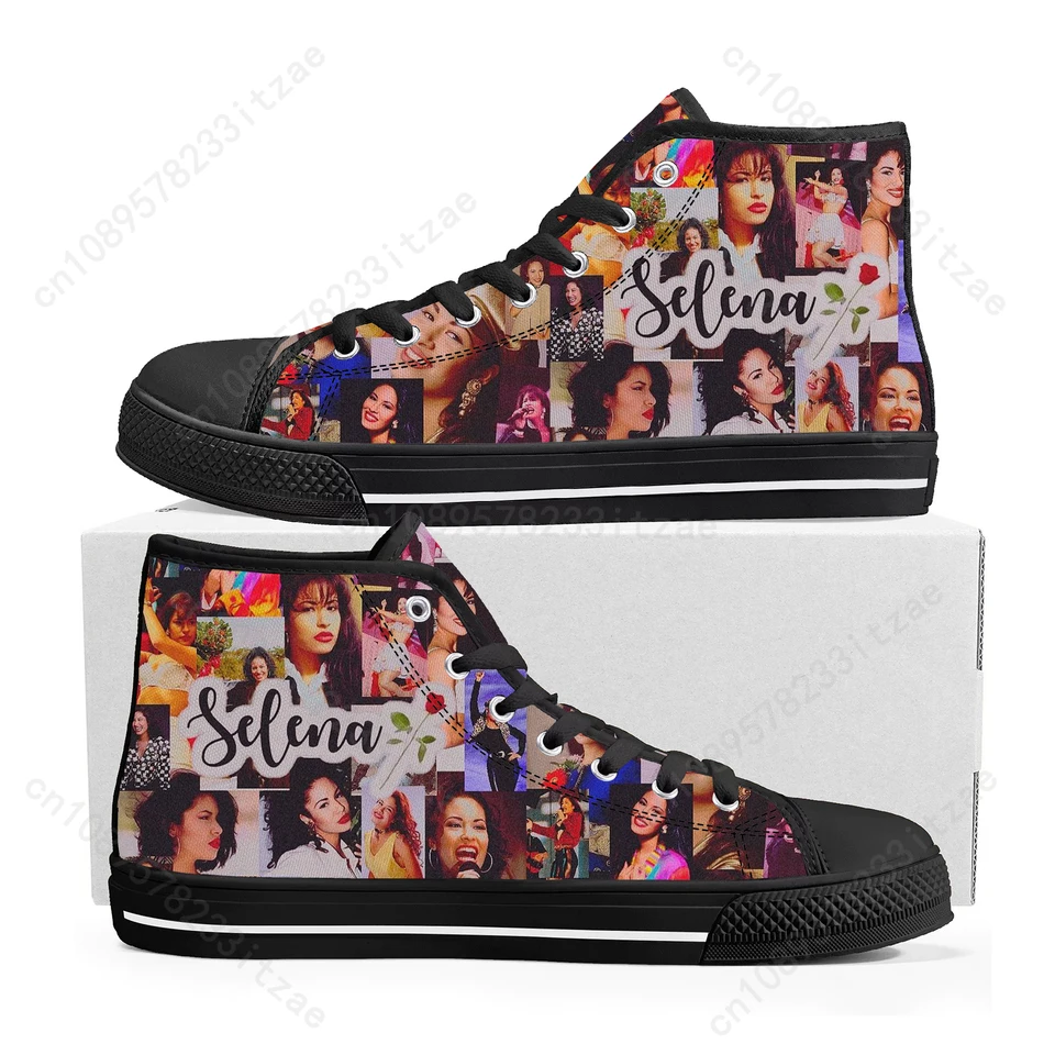 Speváčka Selena Quintanilla High Top tenisky pánske dámske teenager vysokokvalitné plátno tenisky Pár príležitostné topánky Prispôsobte si topánky