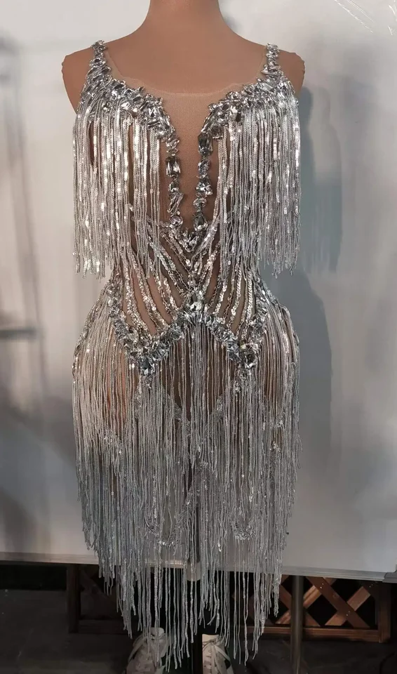 Speváčka sieť Transparent oslavujte ohromujúci tanečník kostým nočné klub Outfit Women Drag Queen Gogo Stage