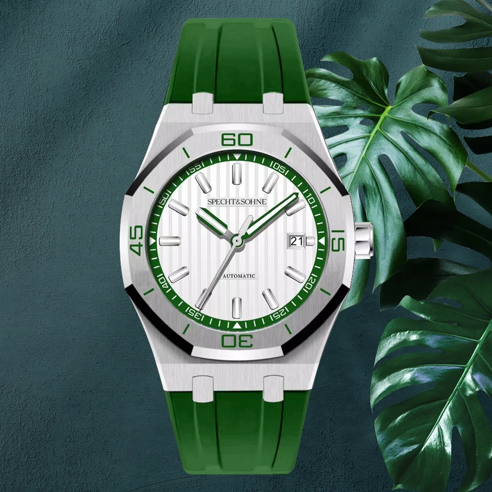 SPHT & Sohne Fashion Men's Automatic Mechanical Watch Gum Guma Japanese Miyota 8215 Movt Nerezová oceľ 50 metrov vodotesná