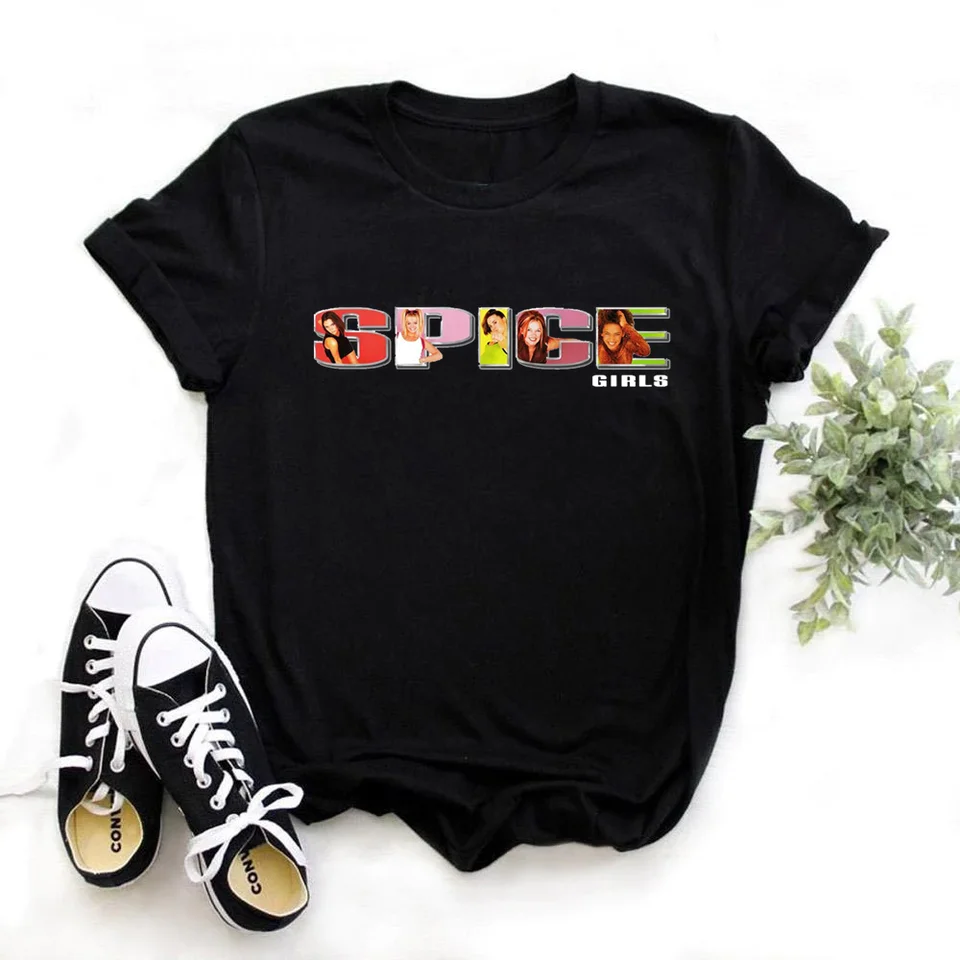 Spice Girls Dámske tričká leto 2024 biele čierne tričko femme harajuku košeľa camisetas mujer ženské tričko Tops Tops Streetwear