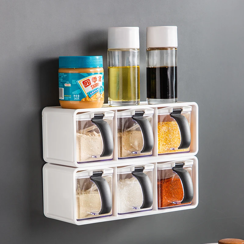 Spice poháre nastavujú tri priehradky 390 ml steny držania s lyžičkou na korenie nádob