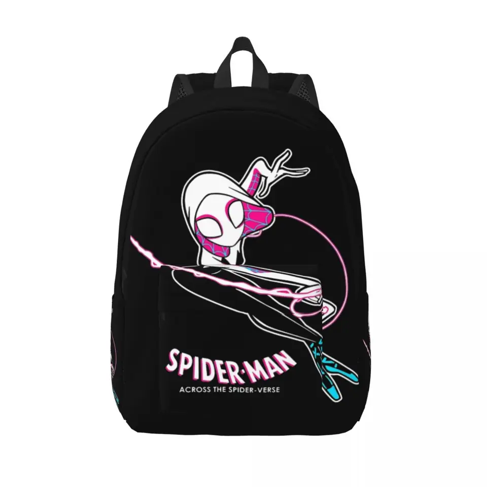 Spider Gwen Backpack Elementary High College Študent Študent Spider-Gwen Bookbag Men ženy Canvas Daypack