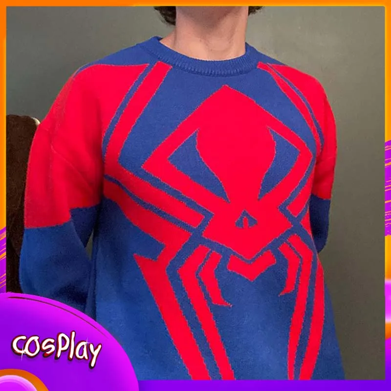 Spider Man 2099 pletený sveter retro trend gotický pullover módny hip hop rock y2k teplé voľné oblečenie pánske dámske top darček